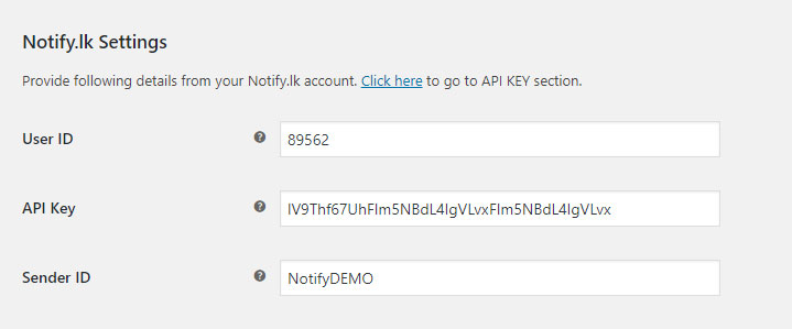 SMS Gateway - WooCommerce API Key section.